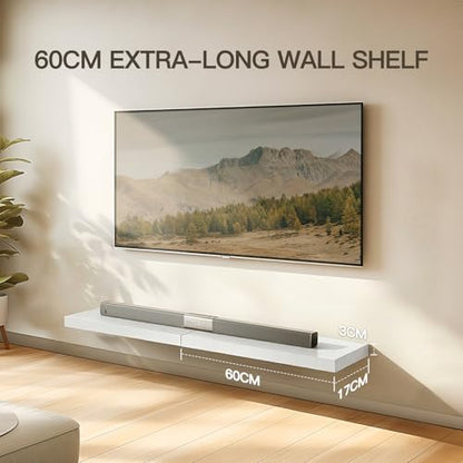 AMADA HOMEFURNISHING Floating Shelves Wall Mounted, 24 x 7 Inch Wall Shelves for Bathroom, Bedroom, Living Room, White Shelves Set of 2 - color: White, size: 24 inches