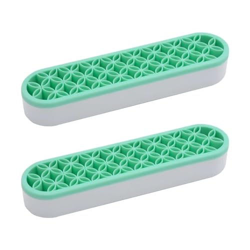 2 PCS Multi-Purpose Cosmetic Storage Box, Desktop Organizers Silicone Make Up Brush Storage Stand, Desktop Storage Box for Eyeliner Pencil, Art Supplies, Painting Brush (Green) - color: Green