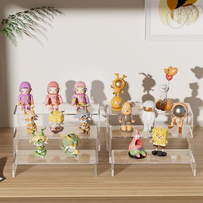 Aminigram Large Acrylic Display Risers, 2 Set - 6 Pack (12”L~11.6”L~11.2”L) Collectibles Display Shelf, Acrylic Risers Display Stands for Show Figures, Cupcake, Perfume, Jewelry, Toys