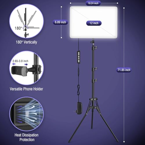 LED Video Light Kit with Adjustable Tripod Stand 63'', 2500K-8500K Dimmable Photography Lighting Continuous Studio Light for Game Streaming, YouTube - size: 1-pack
