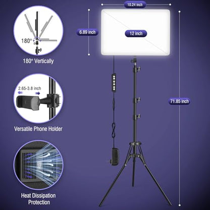 LED Video Light Kit with Adjustable Tripod Stand 63'', 2500K-8500K Dimmable Photography Lighting Continuous Studio Light for Game Streaming, YouTube - size: 1-pack