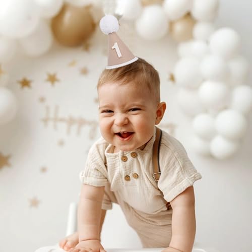 Boho First Birthday Hat-Natural 1st Birthday Boho Decorations,One Birthday Costume Headwear,Cake Smash Photo Prop - color: Brown