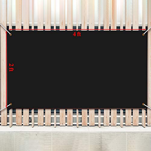 Zonon Large Blank Banners And Signs Polyester Oxford Cloth Sublimation Banner To Decorate With Hanging Rope For Indoor Wall Outdoor Easy Hang Diy Signs For Business Office(Black,2 x 4 Feet) - color: Black, size: 2 x 4 Feet