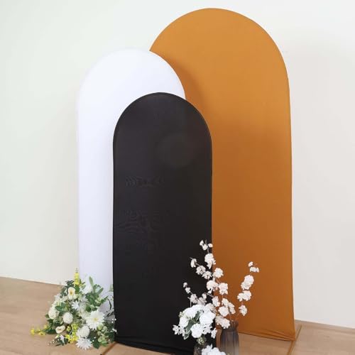 Efavormart 5ft Black Spandex Fitted Arch Slipcover, Snug Fit Round Top Backdrop Sleeve for Modern Edgy Decor and High-Contrast Staging - color: Black, size: 5 FT