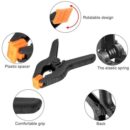 24 PCS 3.5" Heavy Duty Plastic Spring Clamps, Black Spring Clips for Backdrops, Craft Projects, Woodworking, Photography and Display Stands - size: 3.5in-24P