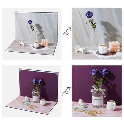 Product Photography Backdrops, 16x11.5 Inch Photo Backdrop Board Kit, 8Pcs 16 Patterns with 2Pcs Photo Shadow Maker for Makeup Product Shooting, Food Jewelry Cosmetics Photography - color: 8pcs patterns+2 pvc shadow