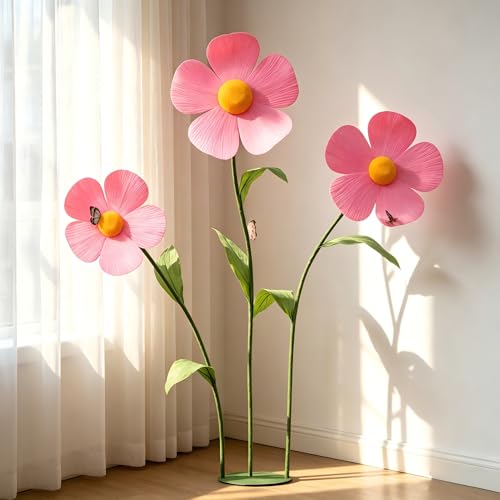5.7 Ft Large Daisy Flowers Artificial,Giant Five-Petaled Daisy Flower Decoration for Birthday Party Garden Office Home Wedding Shop Window Display(Pink) - color: Pink