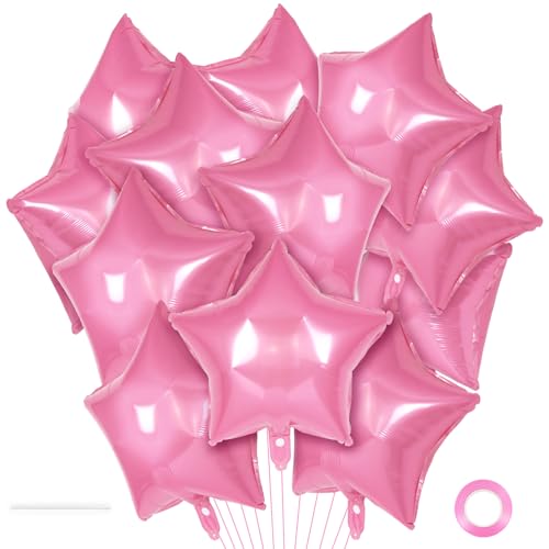 20 Pcs Star Balloons,18 Inch Pink Star Foil Balloons,Stars Shaped Balloon Mylar Helium Balloon for Birthday Party Anniversary Wedding Baby Shower Decorations (Pink) - color: 18inch-pink