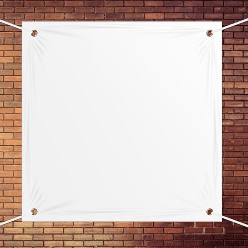 Zonon Large Blank Banners And Signs Polyester Oxford Cloth Sublimation Banner To Decorate With Hanging Rope For Indoor Wall Outdoor Easy Hang Diy Signs For Business Office(White,2 x 2 Feet) - color: White, size: 2 x 2 Feet