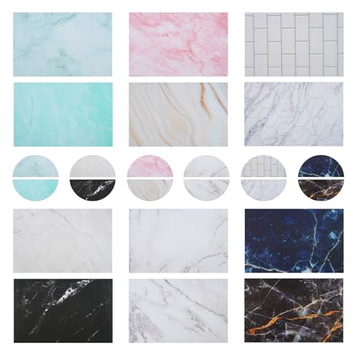 12PCS 12Patterns Product Photography Backdrops,Photo Backdrop Double Sided Marble and Tile Photo Background（16.5X11inch） - color: Marble series
