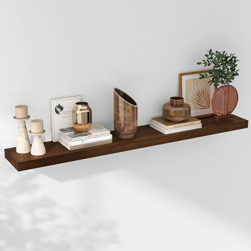 Axeman Floating Shelves, 8 Inch Deep Modern Solid Wood Wall Shelves for Storage, Wall Mounted Display Shelving with Invisible Heavy-Duty Metal Bracket, 48" W x 8" D x 1.6" H, Walnut - color: Special Walnut, size: 48" W, 1-Pack