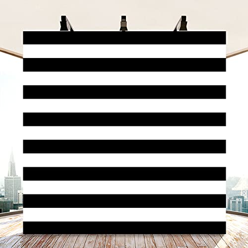 AOFOTO 8x8ft Black and White Striped Backdrop Baby Adult Birthday Party Decoration Wedding Photography Background Cloth Kids Girl Boy Portrait Photo Studio Props Baby Shower Banner Vinyl Wallpaper - size: 8x8ft