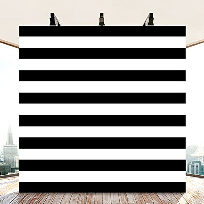 AOFOTO 8x8ft Black and White Striped Backdrop Baby Adult Birthday Party Decoration Wedding Photography Background Cloth Kids Girl Boy Portrait Photo Studio Props Baby Shower Banner Vinyl Wallpaper - size: 8x8ft