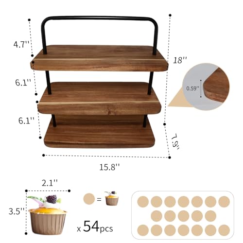 Acacia Wooden Cupcake Display Riser Stand Three Tiered Essential Oil Risers Display Candle Perfume Stand Small Chees Party Decor Dessert Table Display Set 3 Layers