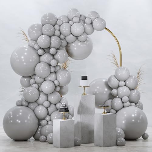 PartyWoo Gray Balloons 120pcs Different Sizes Pack of 18 12 10 5 Inch Matte Gray Latex Balloon Arch Kit Garland for Baby Shower Graduation Wedding Anniversary Birthday Party Decorations Gray-Y71 - color: Gray-y71