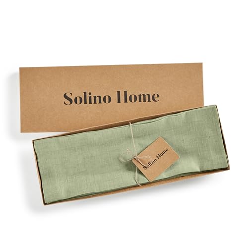 Solino Home Linen Cloth Placemats Set of 4-100% Pure Linen Chambray Olive Placemats 14 x 19 Inch for Spring, Summer - Athena - color: 12: Olive Chambray, size: 14" X 19" (Set of 4)