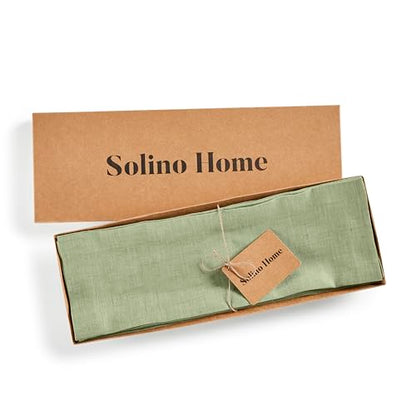 Solino Home Linen Cloth Placemats Set of 4-100% Pure Linen Chambray Olive Placemats 14 x 19 Inch for Spring, Summer - Athena - color: 12: Olive Chambray, size: 14" X 19" (Set of 4)
