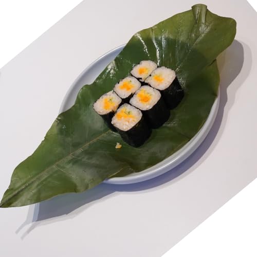 Rainlily Wen Sushi Plate Decoration Green Leaf Real Leaves Big Leaf Houpoea officinalis Leaves Party Decoration (40, Green)