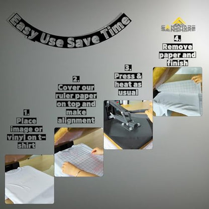 Translucent Paper T-Shirt Ruler Lines For Vinyl Alignment and Accurate Placement Full Shirt Reusable Accessories for Heat Press Sublimation Sewing and DTF