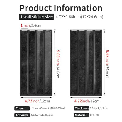VICCI 20-Sheet Peel and Stick Backsplash, Elegant Black 3D Textured Subway Tile Stickers 4.72x9.68 Inch, Premium No-Grout - color: Elegant Black