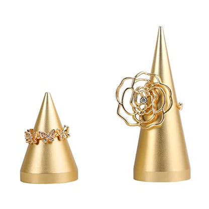 2pcs Gold Ring Display - Wedding Ring Holder for Nightstand, Height 2" and 3.1" - color: Gold