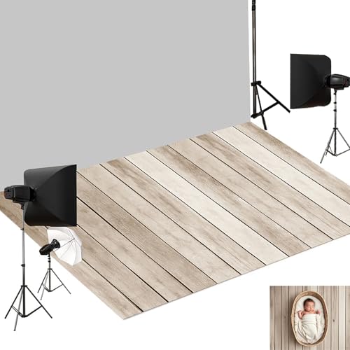 Kate Retro Wood Floor Mat Light Brown Photography Rubber Wooden Wall Mats Floor Drops for Newborn Photography Props 5x4ft - color: Light Brown, size: 5x4ft