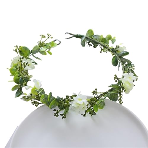Colorful Rose Flower Crown Wreath Festival Wedding Flower Crown Photo Props Rose Green Leaf Floral Headpiece Hair Wreath Spring(Apricot) - color: Apricot