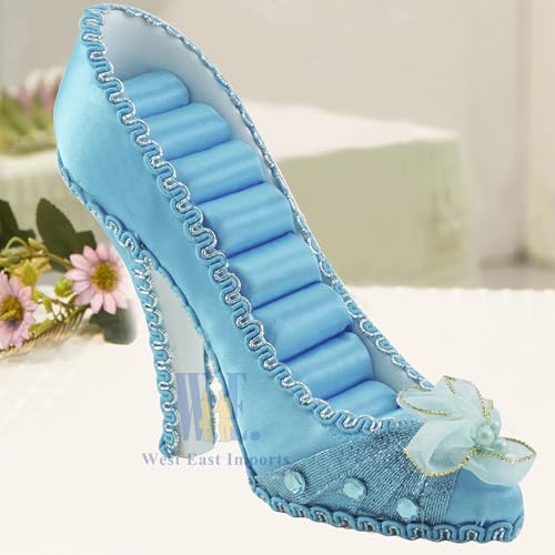 Ring Holder High Heel Shoe Design Fashion Jewelry Organizer Display Birtyday Gift (Turquoise) - color: Turquoise