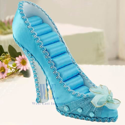 Ring Holder High Heel Shoe Design Fashion Jewelry Organizer Display Birtyday Gift (Turquoise) - color: Turquoise