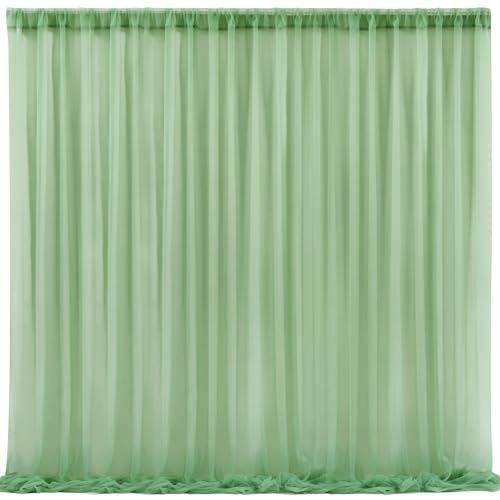 10x10 Green Tulle Backdrop Curtains for Parties, Sheer Backdrop Curtain Wedding Photo Background Drapes for Baby Shower Photography Birthday Party - color: Green, size: 10x10ft