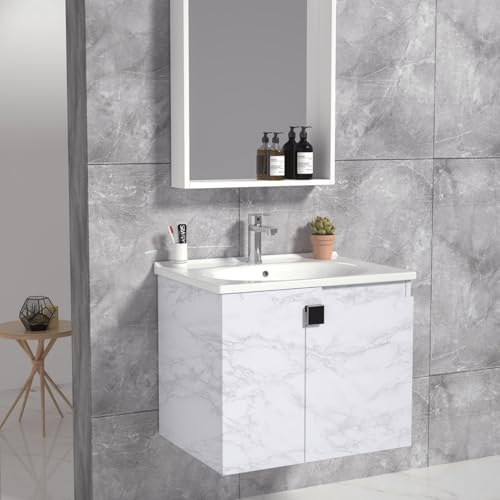 practicalWs White/Grey Marble Contact Paper 17.7" x 196.8", Marble Wallpaper Peel and Stick with Tools, Self Adhesive Vinyl Film Contact Paper for Countertops - color: Gray/White-tool, size: 17.7" x 196.8"