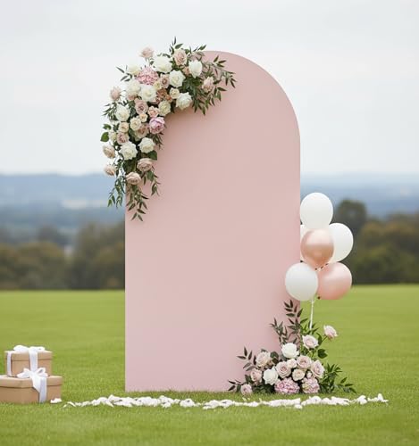 Double Sided 7.2FT Pink Arch Backdrop Cover Spandex Fitted Stretchy Arch Covers for Wedding Birthday Party Bridal Baby Shower Ceremony - color: Pink, size: 7.2FT