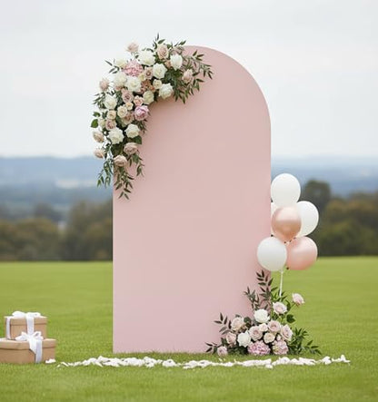 Double Sided 7.2FT Pink Arch Backdrop Cover Spandex Fitted Stretchy Arch Covers for Wedding Birthday Party Bridal Baby Shower Ceremony - color: Pink, size: 7.2FT
