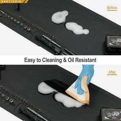 OneTigris Gun Clean Mat Magnectic for Table, Extra Large 48"x16" Anti-Slip Rubberized Repair Mat for Gun Parts, Protects Work Surface from Solvents and Oils - color: black