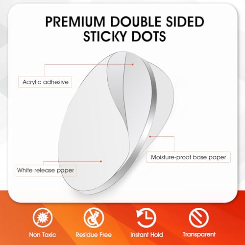 AROIC 1000 Pcs Sticky Dots, 0.8" Poster Putty Adhesive Stickers for Wall Hanging Crafts Balloons Festival Party Decorations, Sticky Tack Round No Trace Double Sided Tape Dots Waterproof Small Stickers - size: Round - 0.8 inches (Diameter)