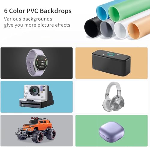 RALENO 16"x12" Photo Light Box Photography, 24W Foldable Photo Studio Light Box, Dimmable Shooting Tent Kit with CRI>95 & 6 Backdrops for Toys Jewelry Watches Cosmetics - size: 16*12 inch