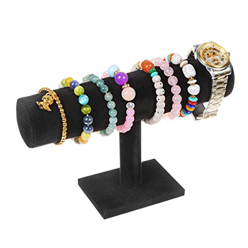 TENINYU Hovering T-Bar Bracelet Necklace Earring Bangle Pendants Anklet Tower Watch Key Jewelry Display Stand Home Organization for Women & Men (Black Velvet) - color: Black Velvet