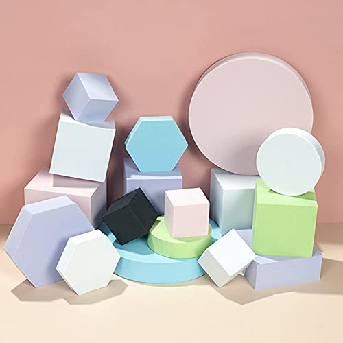 Ragyzity 8PCS Product Photography Photo Props, Geometric Cube Photo Props Set, Hard Foam Geometric Shapes, Stereo Hard Foam Decorative Backdrop for Goods, Crafts, Lipstick, Jewelry, Cosmetics, Black