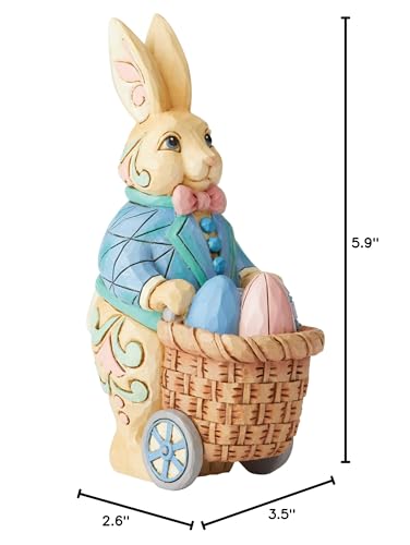 Jim Shore Eggs for Everybunny Pint Sized Bunny Pushing Cart Figurine 6006230 New