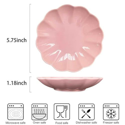 Small Dessert Plates Set of 4,Ceramic Dinner Plates 6 Inch for Appetizer, Fruits, Cake, Salad,Microwave Safe,Christmas Gift,Pink - color: Pink