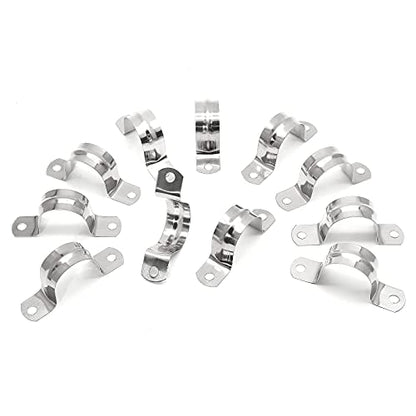 16Pcs 1 1/4 Inch Stainless Steel Conduit Clamps, Two Hole Strap U Bracket Rigid Pipe Strap Metal U Clamp Conduit Strap Tension Clips U-tube Clamp Heavy Duty - size: 1-1/4" / 32mm