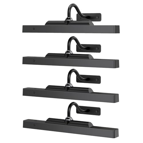 Art Frame Picture Light 4Pack, 12" Wireless Battery Operated Gallery Lighting, Remote Control Timer 3 Color Temps for Bedroom Museum (Black) - color: Black, size: 12in-4pack