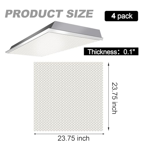 Frienda 4 Pcs Fluorescent Light Covers Replacement Flat Clear Prismatic Acrylic Ceiling Light Cover Panels(23.75" x 23.75" x 0.1") - size: 23.75" x 23.75" x 0.1"
