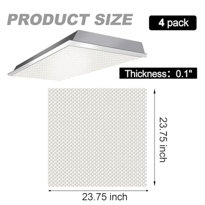 Frienda 4 Pcs Fluorescent Light Covers Replacement Flat Clear Prismatic Acrylic Ceiling Light Cover Panels(23.75" x 23.75" x 0.1") - size: 23.75" x 23.75" x 0.1"