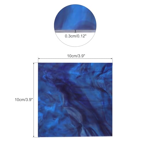 MECCANIXITY Stained Glass Sheet Mosaic Tile 3.9 Inch x 3.9 Inch Navy Blue Stained Glass Sheets for Crafts DIY, Art Project - color: Navy Blue