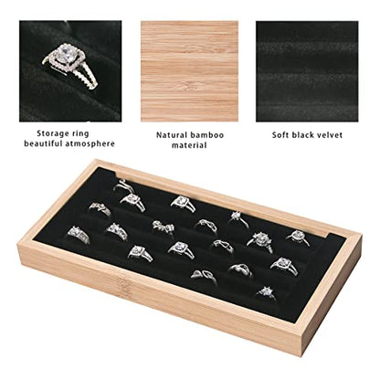 Bamboo Ring Holder,Ring Display Stand,Jewelry Organizer Stand for Rings Earrings Selling (Black) - color: Black