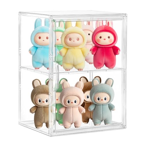LXLXXL Acrylic Display Case with Removable Shelf Compatible with Labubu POP MART 2 Tier Figure Display Case for Collectibles Cosmetic Clear Acrylic Box - size: 2 Tier -1pcs