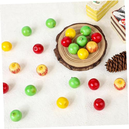 60pcs Mini Artificial Apples Lifelike Fake Fruits Plastic Simulation Decor for Kitchen Party Table Photography Props