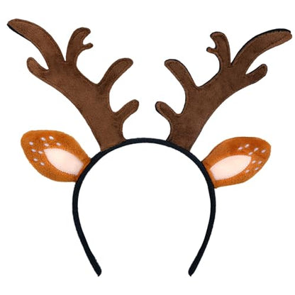 SIOTMERA Reindeer Antlers Headband, Realistic Deer Antlers Headbands Reindeer Ears Adults Christmas Party Birthday Makeup Cosplay, Reindeer Headband for Halloween Christmas Eve Costume Gift