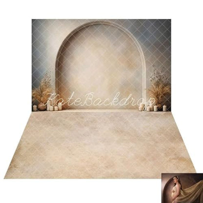 Kate Mother's Day Modern Style Candle Arch Wall Room Set Abstract Cream Beige Texture Backdrops(10x6.5ft,10x6.5ft)